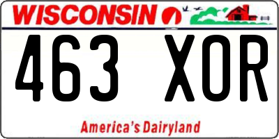 WI license plate 463XOR