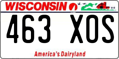 WI license plate 463XOS