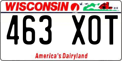 WI license plate 463XOT