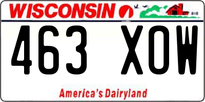 WI license plate 463XOW