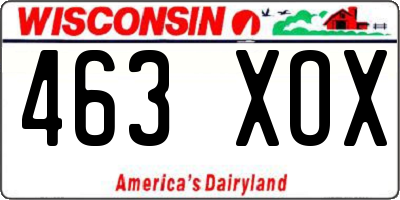 WI license plate 463XOX