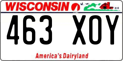 WI license plate 463XOY