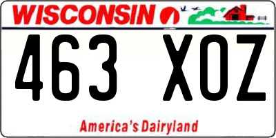 WI license plate 463XOZ