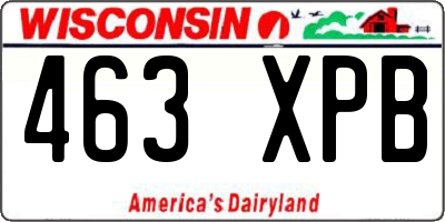 WI license plate 463XPB