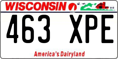 WI license plate 463XPE