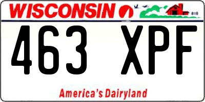 WI license plate 463XPF