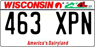 WI license plate 463XPN