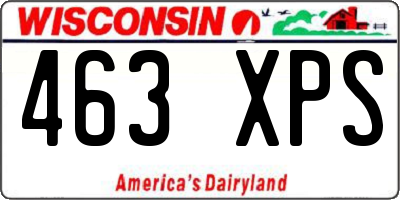WI license plate 463XPS