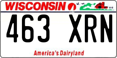 WI license plate 463XRN