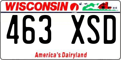 WI license plate 463XSD