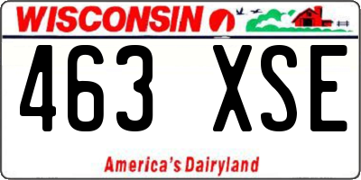WI license plate 463XSE