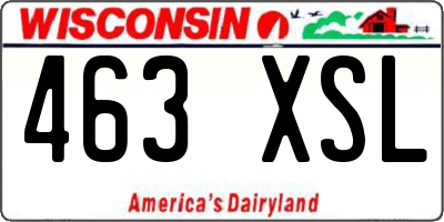 WI license plate 463XSL