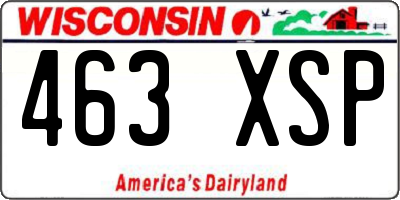 WI license plate 463XSP