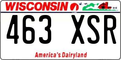 WI license plate 463XSR