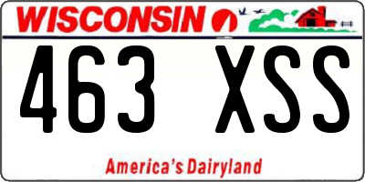 WI license plate 463XSS