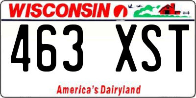 WI license plate 463XST