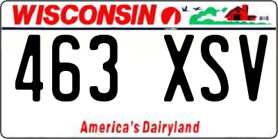 WI license plate 463XSV