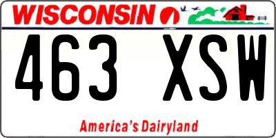 WI license plate 463XSW