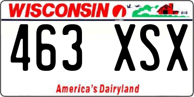 WI license plate 463XSX