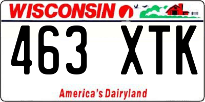 WI license plate 463XTK