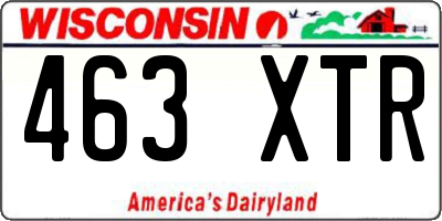 WI license plate 463XTR