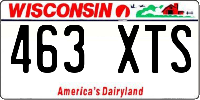 WI license plate 463XTS