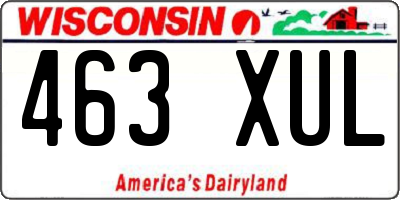 WI license plate 463XUL