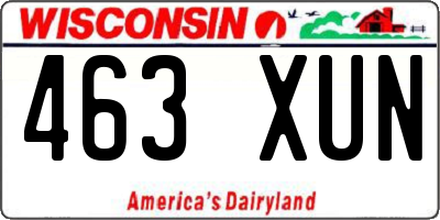 WI license plate 463XUN