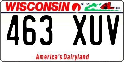 WI license plate 463XUV