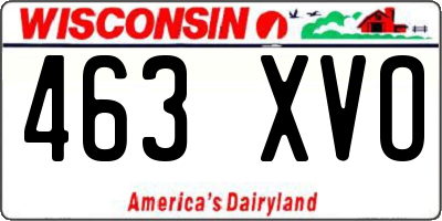 WI license plate 463XVO
