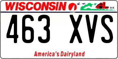 WI license plate 463XVS