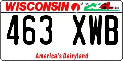 WI license plate 463XWB