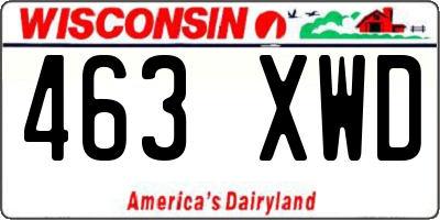 WI license plate 463XWD