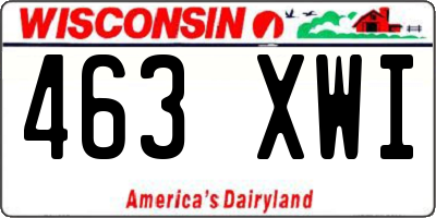 WI license plate 463XWI