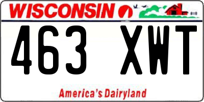 WI license plate 463XWT