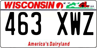 WI license plate 463XWZ