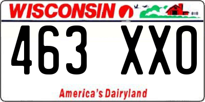 WI license plate 463XXO