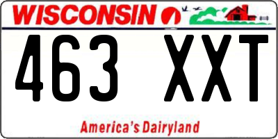 WI license plate 463XXT