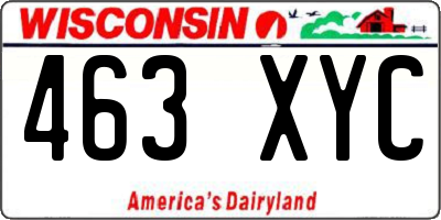 WI license plate 463XYC