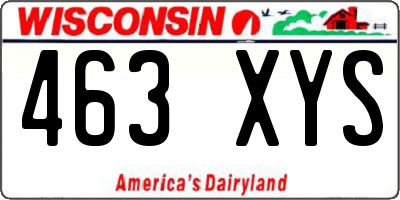 WI license plate 463XYS