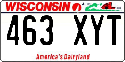 WI license plate 463XYT