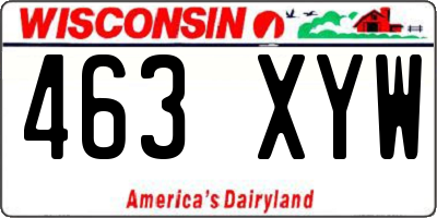 WI license plate 463XYW