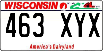WI license plate 463XYX