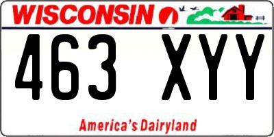 WI license plate 463XYY