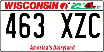 WI license plate 463XZC