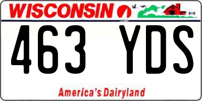 WI license plate 463YDS
