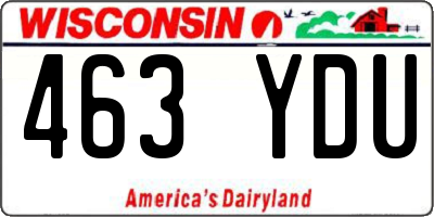 WI license plate 463YDU