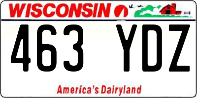 WI license plate 463YDZ