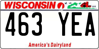 WI license plate 463YEA