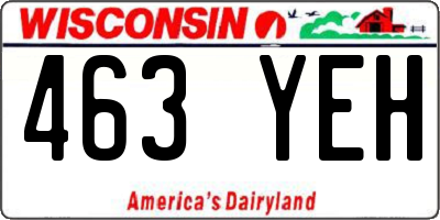 WI license plate 463YEH